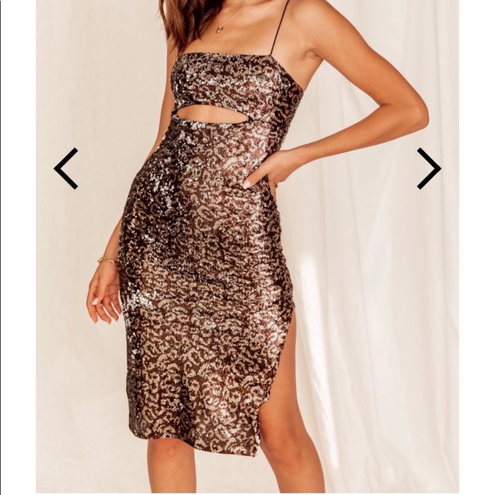 Cheetah Sequence Midi Dress